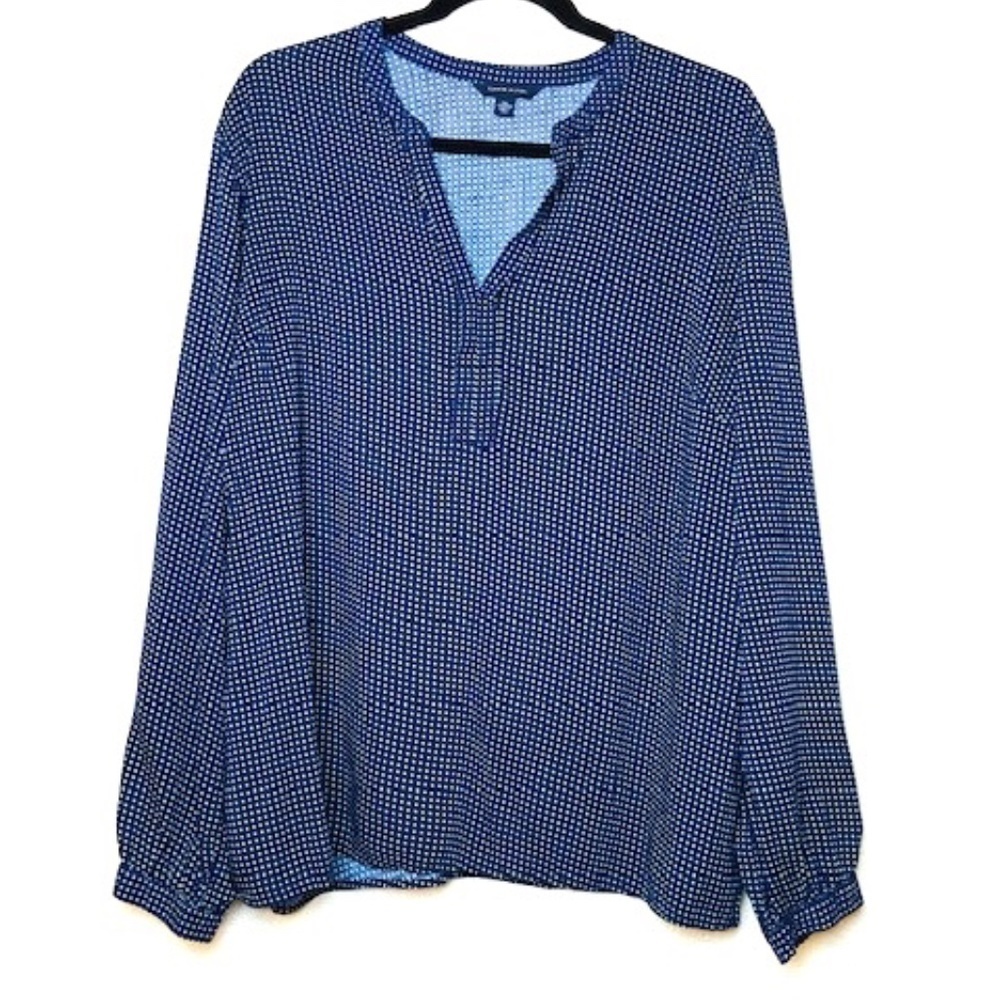 TOMMY HILFIGER Blue Green Polka Dot Blouse Top XXL
